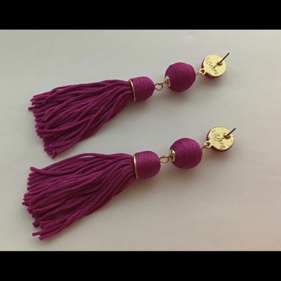 SugarFix Fuchsia Tassel Drop Earrings - Picture 5 of 5
